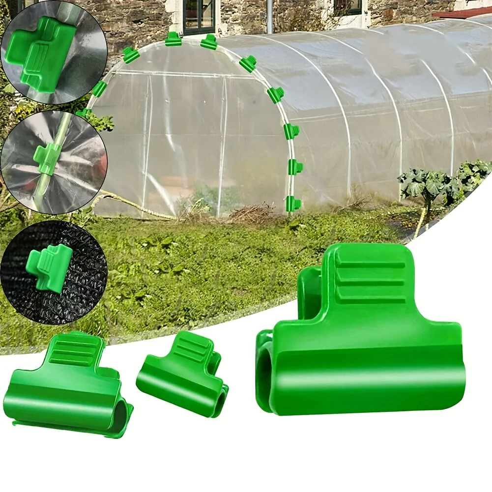 Gardening Tools Essential - 11mmの支柱用、耐久性に優れた温室用クランプ50個入り - 園芸に不可欠な道具で、フィルムやネットを固定するのに最適。