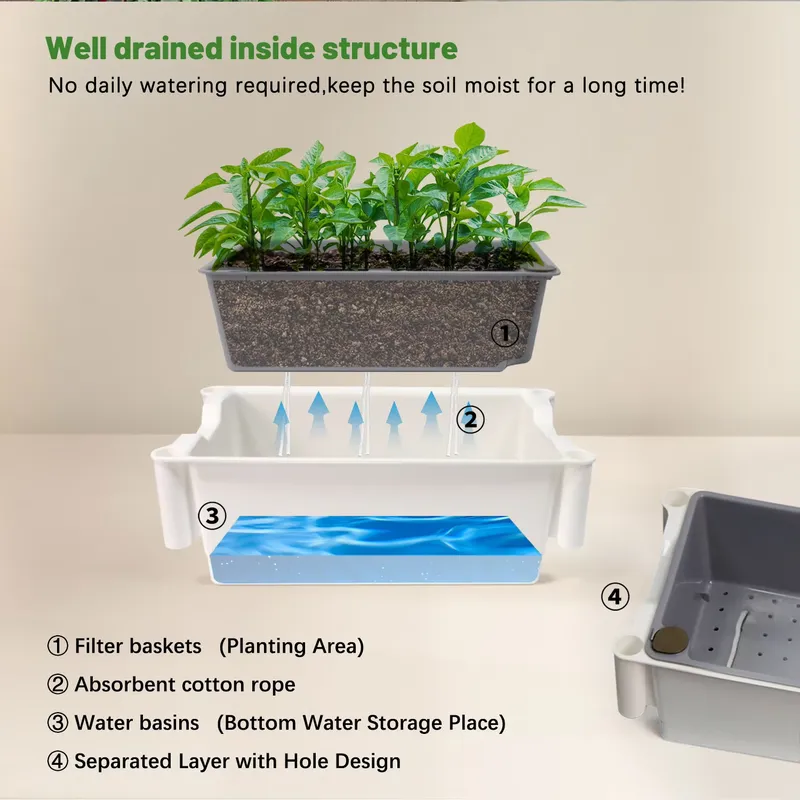 移動式垂直型3段自動給水スマートガーデンプランターボックスス - Self-Watering Planter のレビューと価格