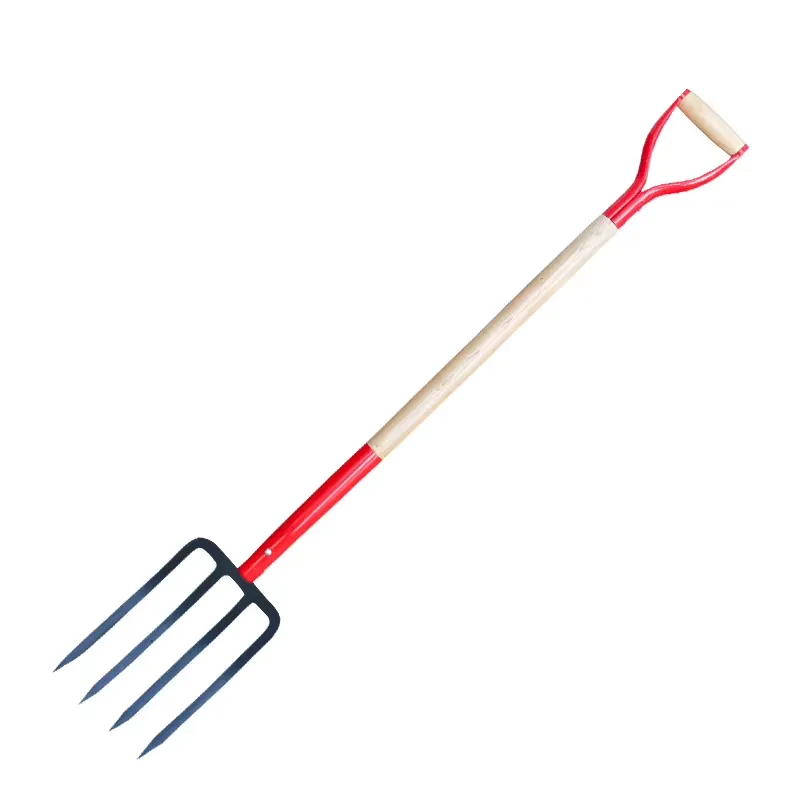 四歯鋼鉄製フォーク農業用耕運機、土壌緩め掘削用、木製ハンドル - Spade Digging Fork のレビューと価格