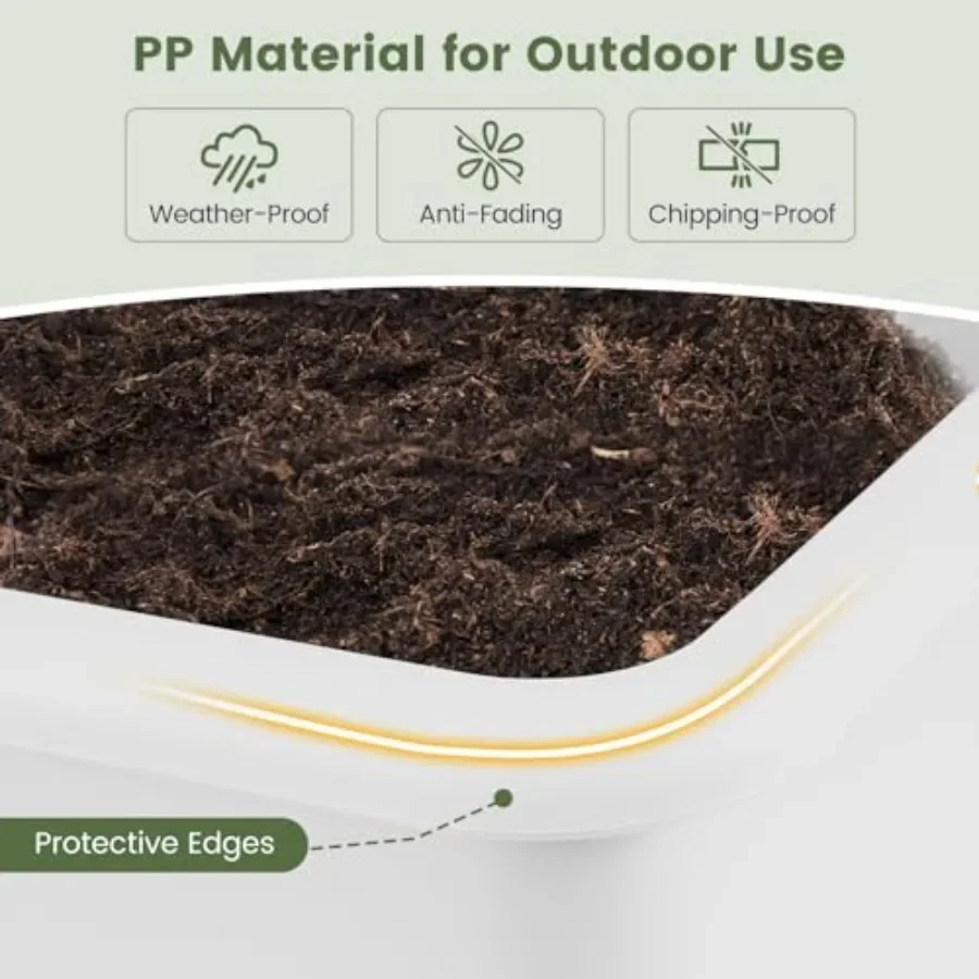 屋外用プランターボックス2個セット。水やりが簡単な構造で、脚 - Self-Watering Planter のレビューと価格