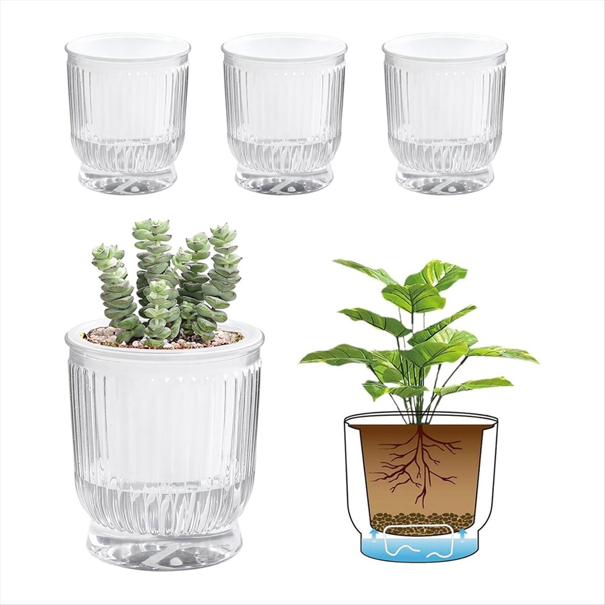 自動給水植木鉢、4インチ小型植木鉢、深型リザーバー付き自動給 - Self-Watering Planter のレビューと価格